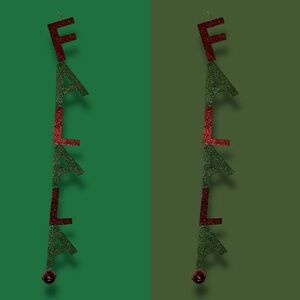 Falalalala Red And Green Glittery Hanging Ornaments - Set Of Two - “Dasher”